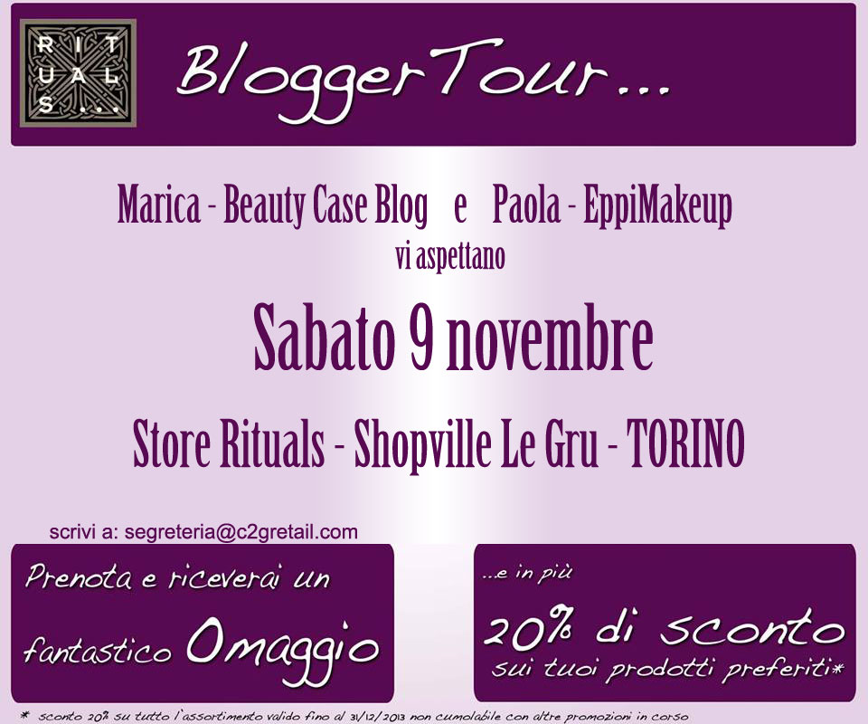 Rituals Blogger Tour: incontriamoci sabato 9 novembre a Torino!
