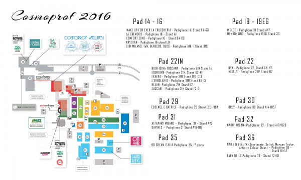 Mappa degli Espositori Top di Cosmoprof Bologna 2016