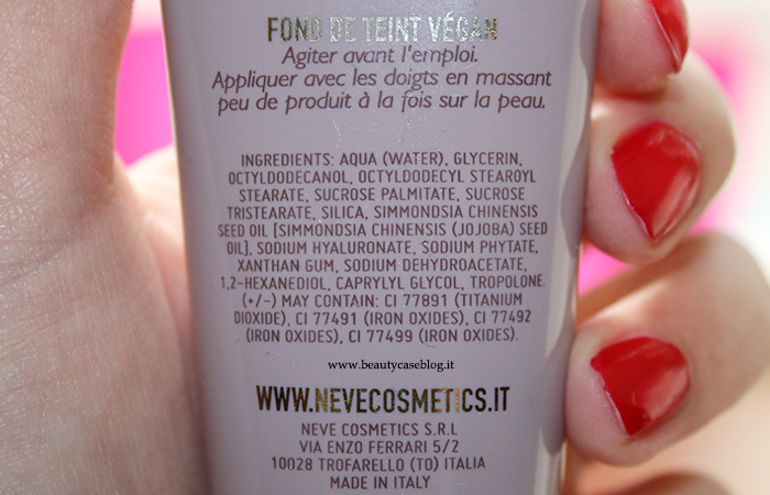 Neve Cosmetics Fondotinta Liquido Creamy Comfort INCI