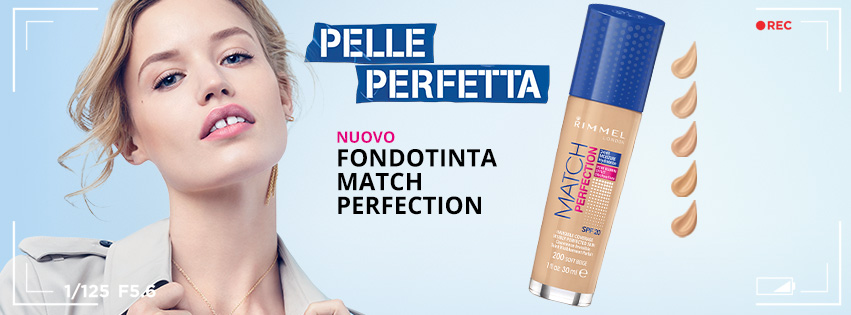 E’ arrivato anche in Italia il fondotinta Match Perfection SPF20 di Rimmel, molto amato qui in Inghilterra grazie al finish naturale, alla media coprenza ed alla lunga durata. Arricchito con un complesso idratante, il fondotinta Match Perfection SPF20 può essere utilizzato anche sul contorno occhi senza il timore di seccare la zona o di evidenziare i segni di espressione, particolare importante per chi come me ha la pelle dell’area molto sottile, disidratata o ha semplicemente spento più di 25 candeline. Purtroppo nel nostro paese le tonalità più chiare non saranno reperibili, ed io propongo di lanciare la campagna di protesta #nonfatepiangereBiancaneve. Vogliamo anche noi il fondotinta Match Perfection di Rimmel! Diventa tester del fondotinta Match Perfection SPF20 Sei curiosa di testare sulla tua pelle il nuovo fondotinta Rimmel? Lasciati coinvolgere dall’iniziativa “Rimmel provato da voi”: fino al 18 novembre puoi candidarti come tester ed essere selezionata tra le ragazze che riceveranno il prodotto direttamente a casa! Puoi trovare più informazioni sulla pagina Facebook di Rimmel London. E’ adatto a te se: Cercate un finish naturale, non mat e non lucido. Volete proteggere la pelle dal sole anche durante l’inverno. Cercato una copertura media per dissimulare qualche piccola imperfezione. La vostra pelle è da mista a secca. NON è adatto a te se: Cercate un fondotinta full cover. Non amate i prodotti con SPF. Avete una carnagione diafana (in questo caso potete acquistare dall’estero le tonalità più chiare irreperibili in Italia).